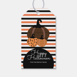 Étiquettes-cadeau Trio de citrouilles d'Halloween pour bonbons ou fa