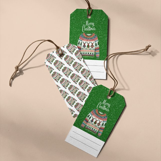 Étiquettes-cadeau Trio de rennes de Noël mignon et moche (Créateur téléchargé)