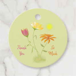 Étiquettes Cadeau Trois fleurs au soleil - transparentes.