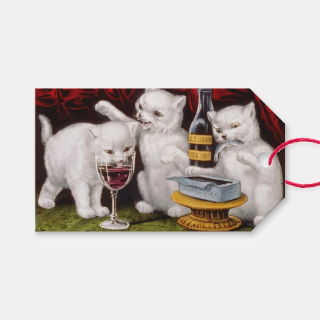 Étiquettes-cadeau Trois Jolly Kittens à la fête (Devant (Horizontal))