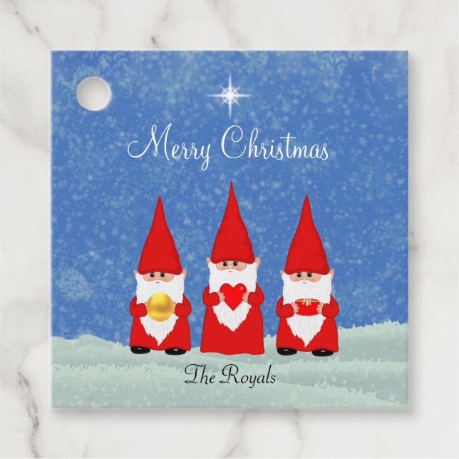 Étiquettes Cadeau Trois lutins de Noël (Devant)