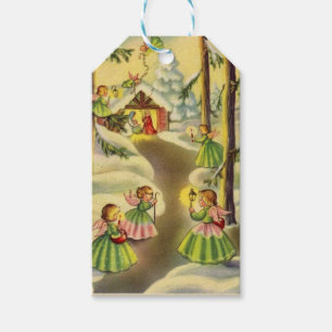 Étiquettes-cadeau Trois petits anges de Noël vintage