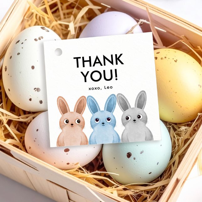 Étiquettes Cadeau Trois petits lapins merci (Créateur téléchargé)