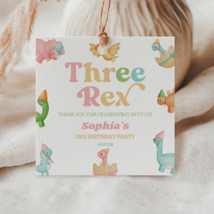 Étiquettes Cadeau Trois Rex Dinosaur 3ème fête d'anniversaire