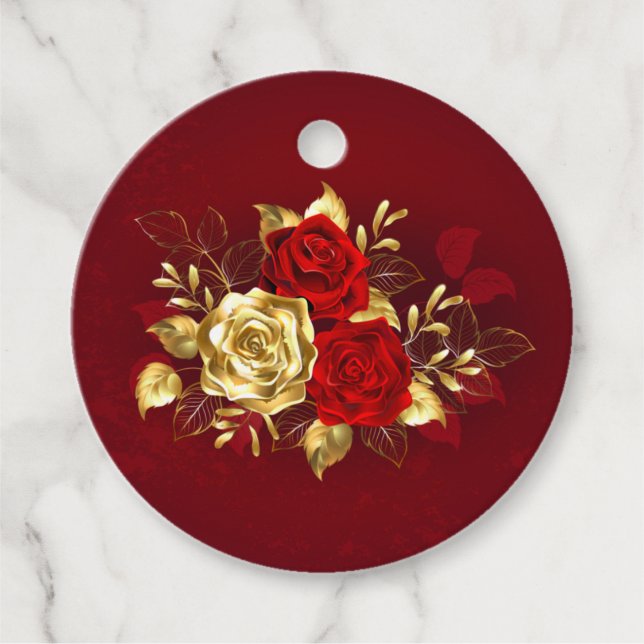 Étiquettes Cadeau Trois Roses de bijoux (Devant)