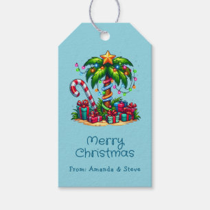 Étiquettes-cadeau Tropical Christmas Holiday Palm Tree