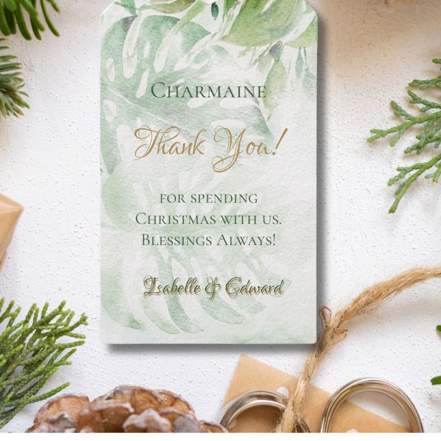 Étiquettes-cadeau Tropical Gold Palm Foliage Feuilles Arrière - plan (Créateur téléchargé)