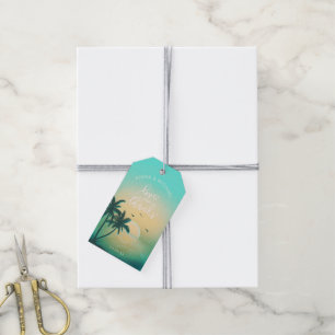 Étiquettes-cadeau Tropical Isle Sunrise Mariage Turquoise ID581