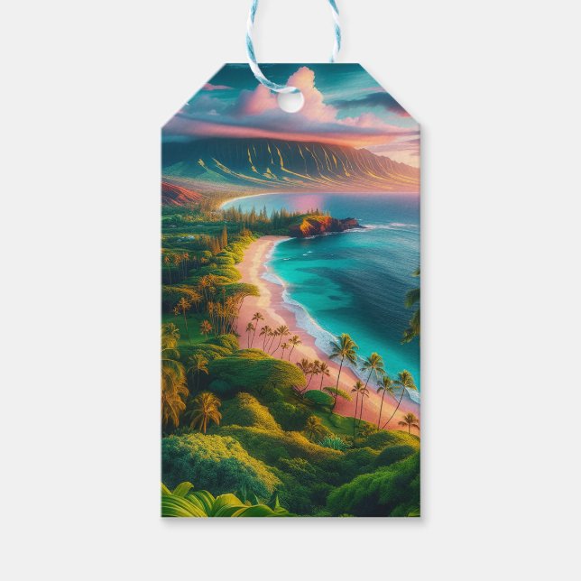 Étiquettes-cadeau Tropical Maui Island Paradise (Devant)