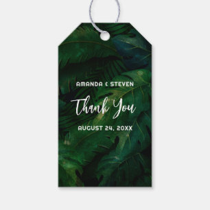 Étiquettes-cadeau Tropical Rainforest Merci Mariage vert feuilles