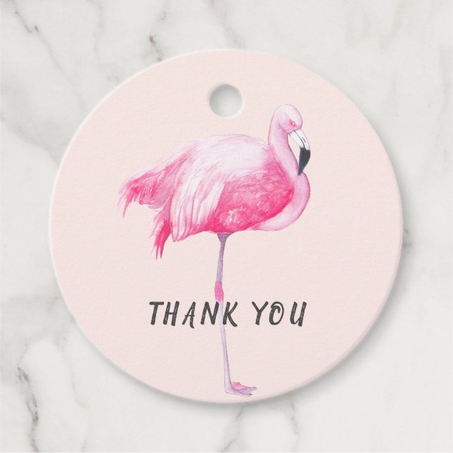 Étiquettes Cadeau Tropical rose flamingo merci mariage (Devant)