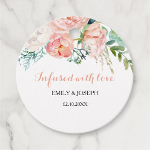 Étiquettes Cadeau Tropical rose moderne infusé de Mariage d'amour