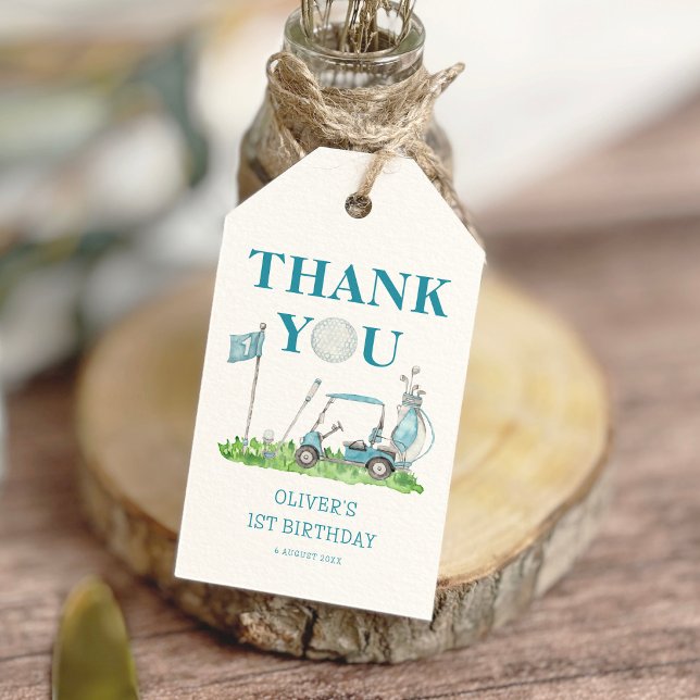 Étiquettes-cadeau Trou en un Golf Par tee Boy 1er anniversaire (Créateur téléchargé)