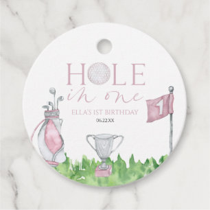Étiquettes Cadeau Trou en un rose Golf 1er anniversaire