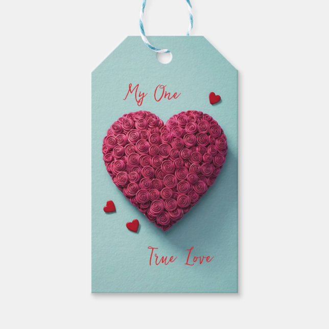 Étiquettes-cadeau True Love Flower Heart - (Devant)