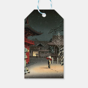 Étiquettes-cadeau Tsuchiya Koitsu - Neige au temple de Nezu