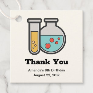 Étiquettes Cadeau Tube d'essai de chimie et Merci d'anniversaire de