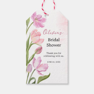 Étiquettes-cadeau Tulipes Aquarelle Élégant Shower Nuptial Floral