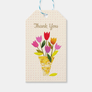 Étiquettes-cadeau Tulipes D'Inspiration Rétro, Merci Plutôt Douté