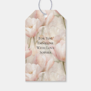 Étiquettes-cadeau Tulipes Fleurs Crème Rose Pâle  