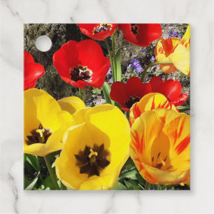 Étiquettes Cadeau Tulipes jaunes et rouges