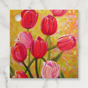 Étiquettes Cadeau Tulipes roses et rouges