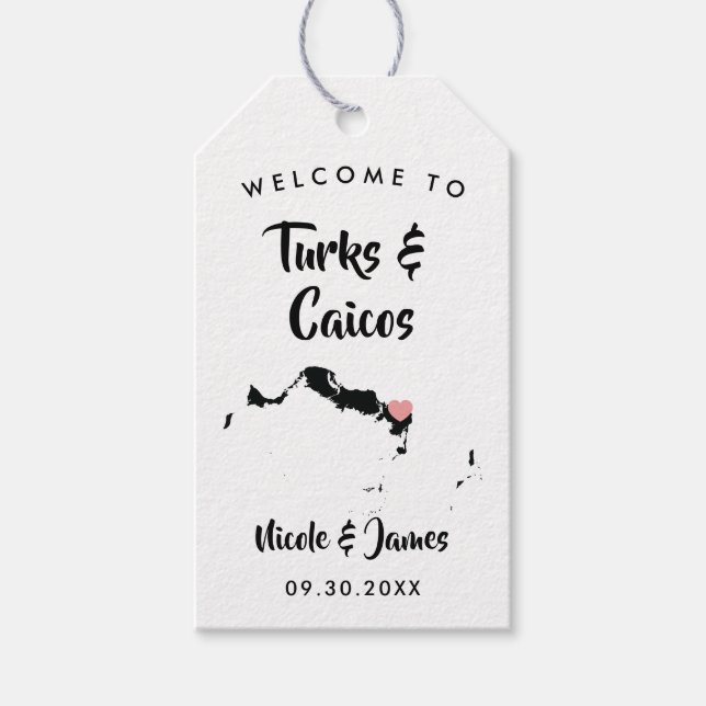 Étiquettes-cadeau Turks and Caicos Mariage Welcome Baguettes, Carte (Devant)