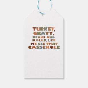 Étiquettes-cadeau Turquie Roule Casserole, Thanksgiving Retro Funny 