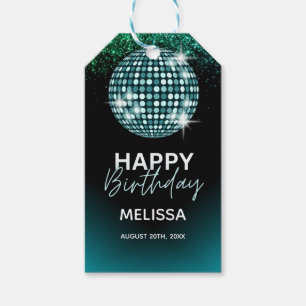 Étiquettes-cadeau Turquoise Disco Parties scintillant Danse Joyeux A
