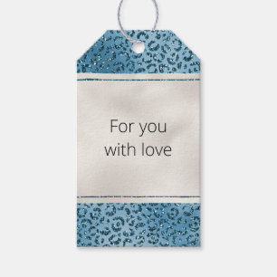 Étiquettes-cadeau Turquoise leopard bleu