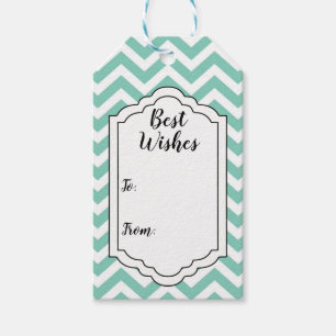 Étiquettes-cadeau Turquoise Pastel et Chevron Mariage Anniversaire