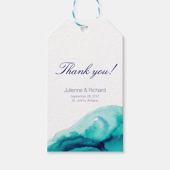 Étiquettes-cadeau Turquoise Turquoise Mariage Merci Favoriser les ét (Devant)