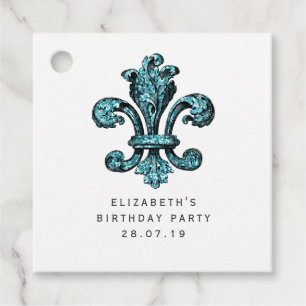 Étiquettes Cadeau Turquoise vintage - Fleur de Lis Turquoise