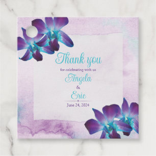 Étiquettes Cadeau Turquoise violet bleu Dendrobium Mariage orchidée