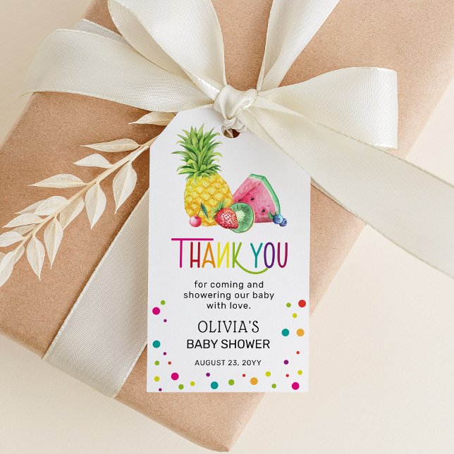 Étiquettes-cadeau Tutti Fruitti Baby shower Merci Favoriser (Créateur téléchargé)