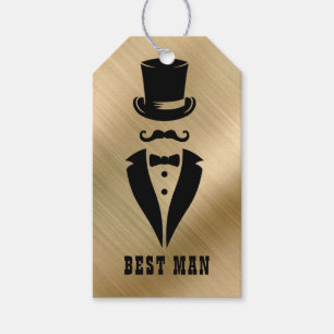 Étiquettes-cadeau Tuxedo noir homme Gold