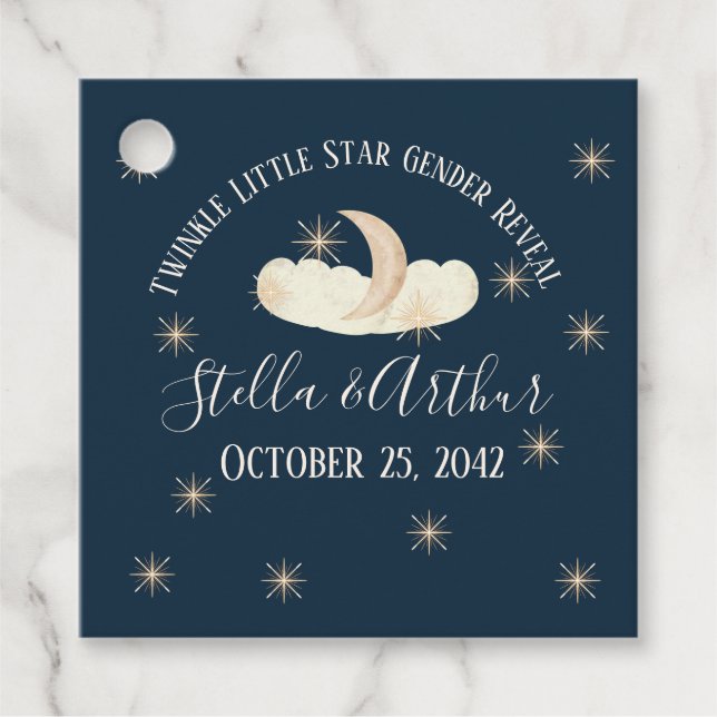 Étiquettes Cadeau Twinkle Little Star Genre Reveal - Celestial (Devant)
