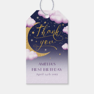 Étiquettes-cadeau Twinkle Little Star Girl Premier anniversaire Merc