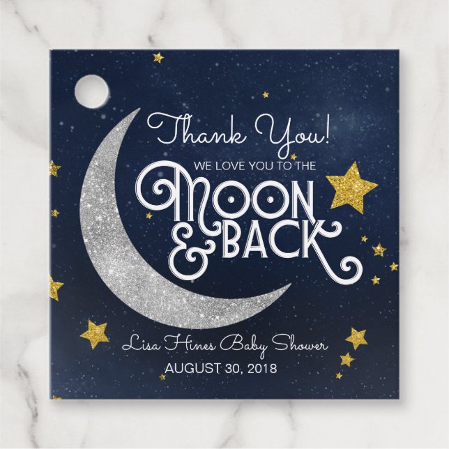 Étiquettes Cadeau Twinkle Little Star Moon et Merci arrière (Devant)
