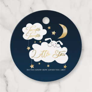 Étiquettes Cadeau Twinkle Little Star Navy Bunny