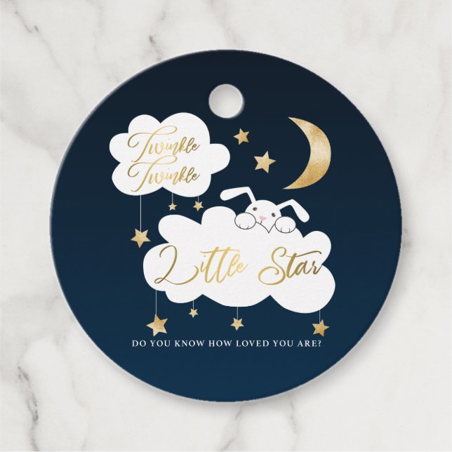 Étiquettes Cadeau Twinkle Little Star Navy Bunny (Devant)