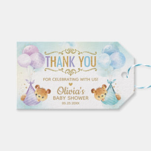 Étiquettes-cadeau Twins Baby Girl Boy mignonne Baby shower Nounours