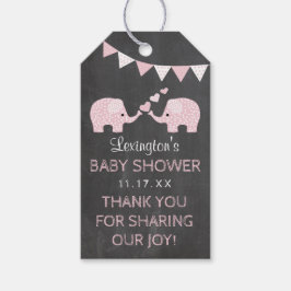 Étiquettes-cadeau Twins Elephant Baby shower Chalk Look Merci