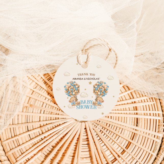 Étiquettes Cadeau Twins Garçons Douche Bleu Ours Merci (Créateur téléchargé)