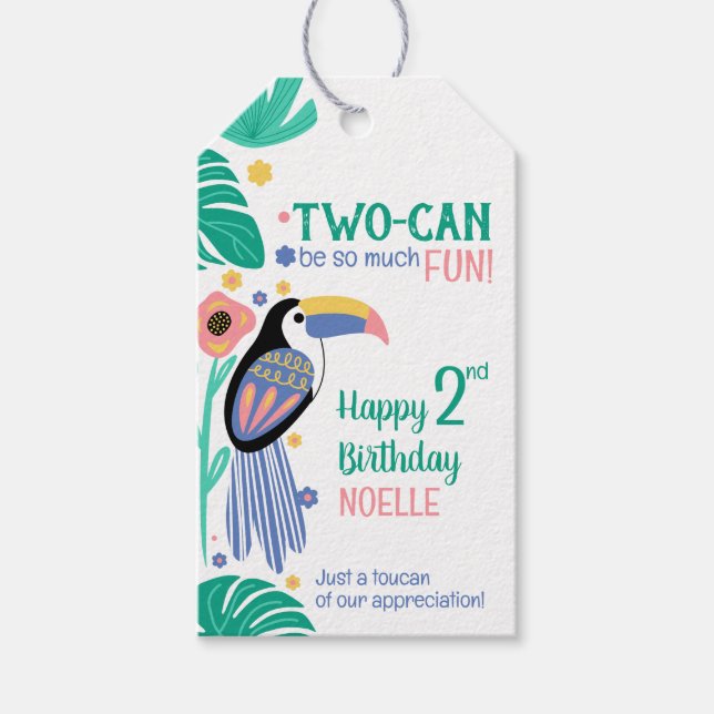 Étiquettes-cadeau TWO-CAN (Toucan) 2nd Birthday  (Devant)