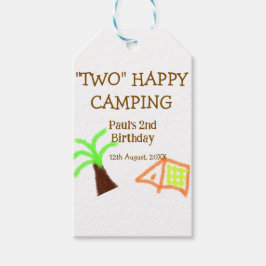 Étiquettes-cadeau Two happy camping 2nd birthday tree camp kids