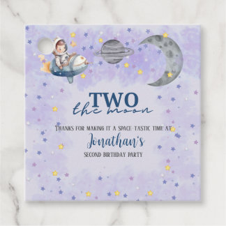 Étiquettes Cadeau Two The Moon Boy Space Rocket 2nd Birthday 