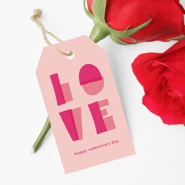 Étiquettes-cadeau Typographie d'amour moderne Saint-Valentin (modern LOVE typography large letters Valentine's Day gift tag)
