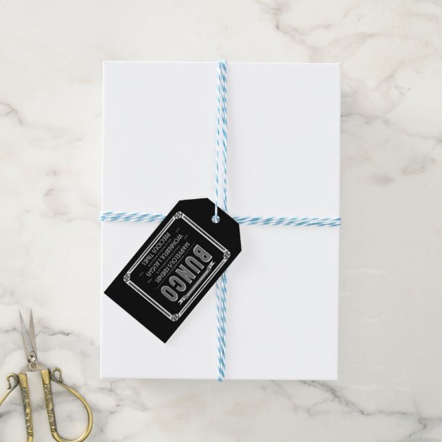 Étiquettes-cadeau Typographie de cru de Bunco (Avec de laficelle)