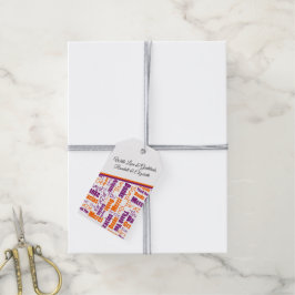 Étiquettes-cadeau Typographie de Merci multilingue violet orange